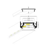 LED profiel met afdekking 24 mm x 9 mm - 210ALU