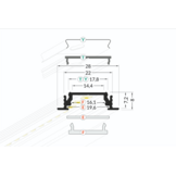 Zwart Verzonken LED strip profiel met cover 28 mm x 8 mm - 09Inbouw-zwart