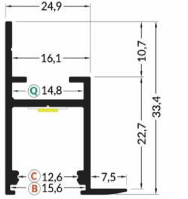 LED plafond profiel 2 meter met cover - FRAME14 ALU