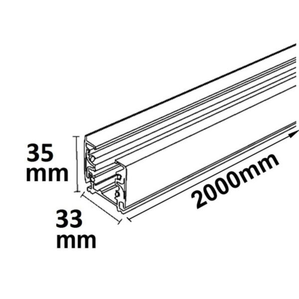 3-fase track rail - zwart - 1 meter
