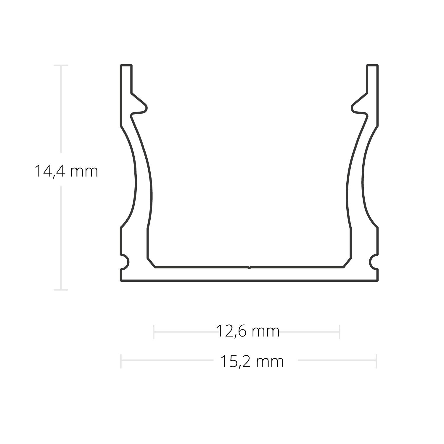 Wit LED profiel met afdekking 17 mm x 15,2 mm - 06WIT