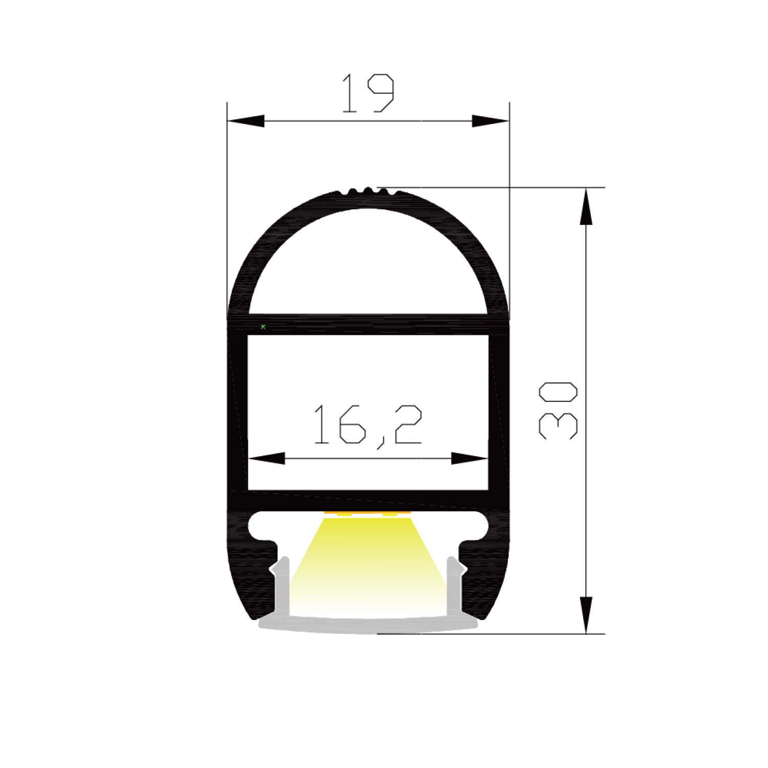 LED strip profiel voor garderobe 2 meter met cover 19mm x 30mm - G4