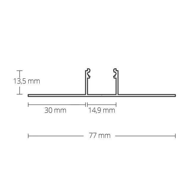 LED gipsplaat profiel met opaal klikafdekking 77 mm x 13,5 mm GIPS200