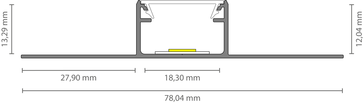LED gipsplaat profiel met opaal klikcover 78 mm x 14,09 mm GIPS400
