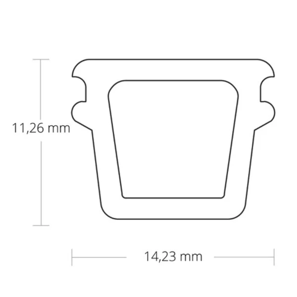 LED profiel rubberen afdichting 5 meter t.b.v. installatie STUC/GIPS/TEGEL 12,4mm binnenmaat