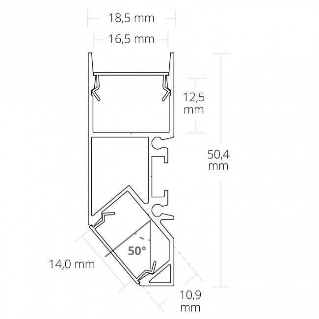 LED strip profiel Up Down - 2 meter met cover 50 mm x 18.5 mm - UpDown04Wit