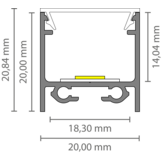 LED strip profiel inclusief opaal klikcover 20mm x 20mm - 318WIT