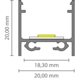 LED strip profiel inclusief opaal klikcover 20mm x 20mm - 318WIT