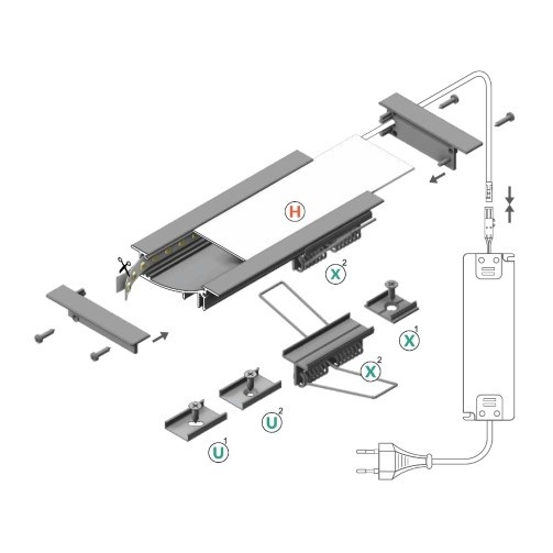 Zwart LED inbouw profiel 3 meter 53 mm x 13,5 mm F8ZWART