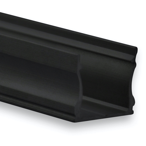 Zwart opbouw LED strip profiel met cover 17 mm x 15,2 mm - 06ZWART
