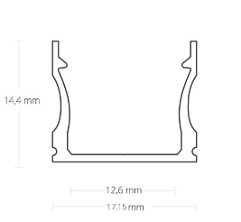 Zwart opbouw LED strip profiel met cover 17 mm x 15,2 mm - 06ZWART