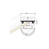 Wit Buigbaar LED strip profiel met opaal klikcover 2 meter - F12WIT - 20 mm x 3,3 mm