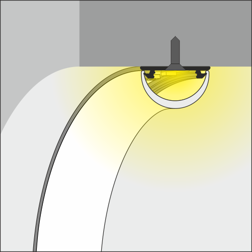 ARC12 CD/U5 buigbaar LED opbouwprofiel - Wit - afdekking naar keuze