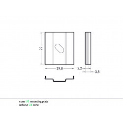 Montageklem buigbaar LED strip profiel F12 serie ARC12 CD/U5, ARC12 CD/U5, ARC12 CD/U5 inclusief schroefje - afdekking naar keuze