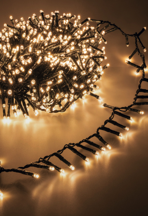 Cluster Kerstverlichting - extra warm wit - 10 meter – 500 LED