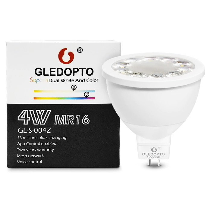 Gledopto Zigbee instelbare MR16 LED Spot RGBCCT 4 watt 12 volt (2000K-6500K)