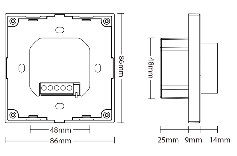 Inbouw LED wanddimmer - Draadloos en bedraad - Miboxer P0 wandpaneel