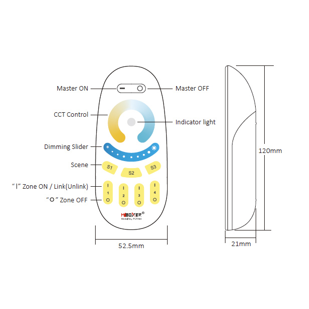 LED strip afstandsbediening - Dual white LED - 4-zone