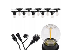 Koppelbare LED feestverlichting 10 meter lang met 10 lichtpunten E27 - prikkabel