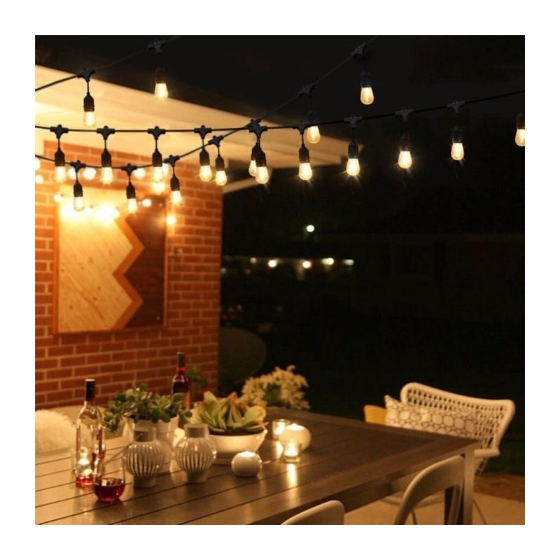 Koppelbare LED feestverlichting 10 meter lang met 10 lichtpunten E27 - prikkabel
