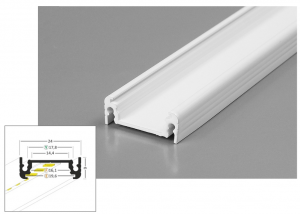 SURFACE14 EE7F/TY LED opbouwprofiel - Wit - afdekking naar keuze