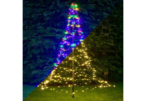 Kerstboom vlaggenmast verlichting met 880 LEDs 6 meter - multi color en warm wit - LUKSUS