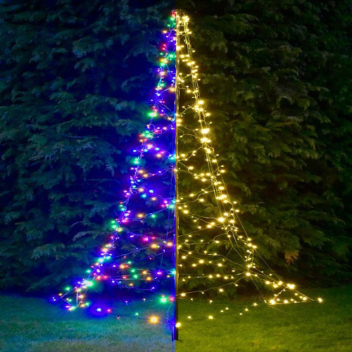 Kerstboom vlaggenmast verlichting met 880 LEDs 6 meter - multi color en warm wit - LUKSUS