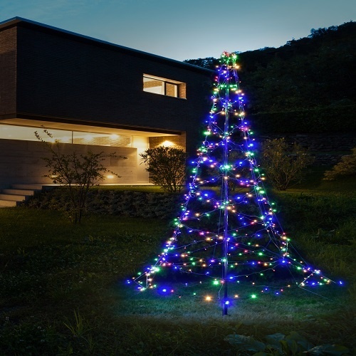 Kerstboom vlaggenmast verlichting met 880 LEDs 6 meter - multi color en warm wit - LUKSUS