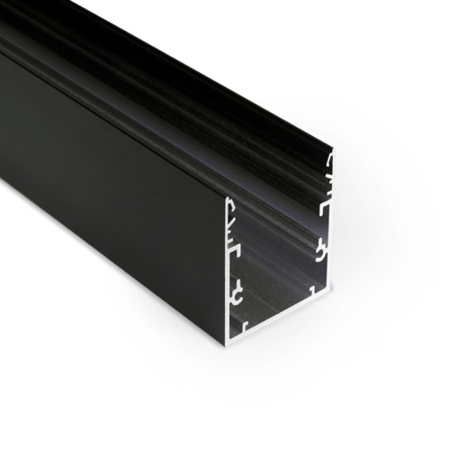 Zwart LED XXL profiel 2 meter met afdekking 53 mm x 53 mm - XL53ZWART