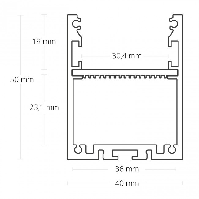 LED strip profiel XL 3 meter inclusief klikcover 40mm x 50 mm - XL40ALU