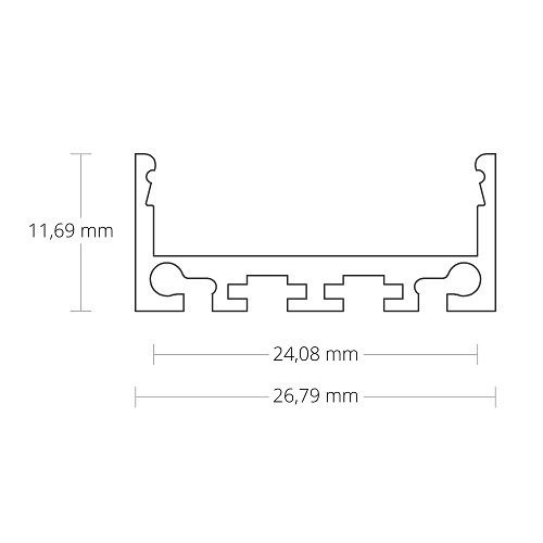 XL LED profiel met klikafdekking naar keuze 26,79mm x 11,69mm - XL04ALU