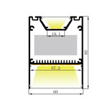 LED XXL profiel 2 meter met hoge cover 80 mm x 60 mm - XL60ALU