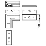 CORNER14 EE7F/TY LED hoekprofiel - Geanodiseerd aluminium - afdekking naar keuze