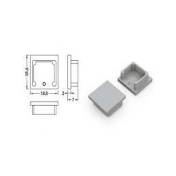 Eindkap voor LED strip profiel zonder kabeldoorvoer 20WIT