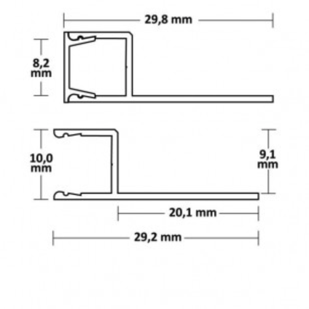 Slim LED stucprofiel 2 meter met opaal klikafdekking 29,2 mm x 10 mm - SLIMSTUC03