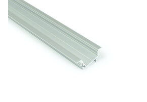 Diagonaal inbouw LED strip profiel 1 meter met opaal klikcover 30 mm x 12.7 mm - C22ALU
