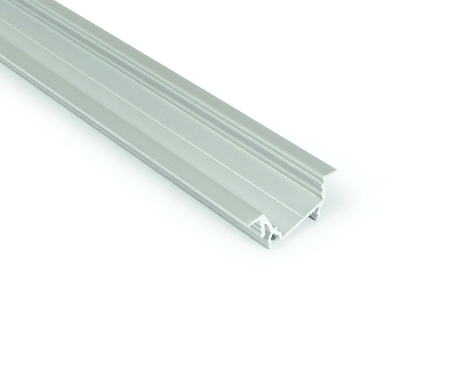 Diagonaal inbouw LED profiel 1 meter met opaal klikafdekking 30 mm x 12.7 mm - C22ALU