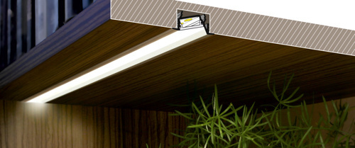Diagonaal inbouw LED profiel 1 meter met opaal klikafdekking 30 mm x 12.7 mm - C22ALU