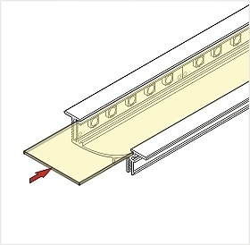 Wit LED inbouw profiel 53 mm x 13,5 mm F8Wit inclusief schuif afdekking