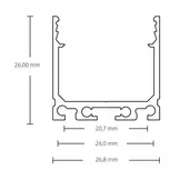 PN6V2 hoog LED opbouwprofiel - Geanodiseerd aluminium - afdekking naar keuze