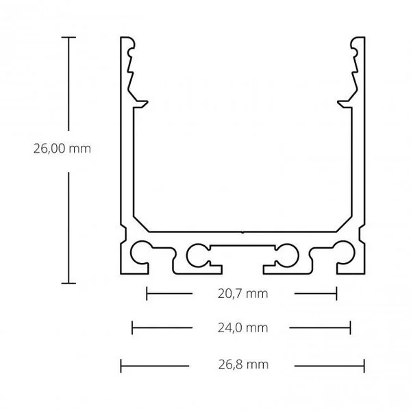 XL LED profiel met afdekking 26.79 mm x 26 mm XL06ALU