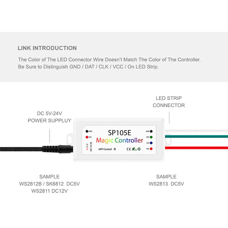 DIGILED LED controller - SP105E - voor 5v, 12v, 24v DIGI LED strips