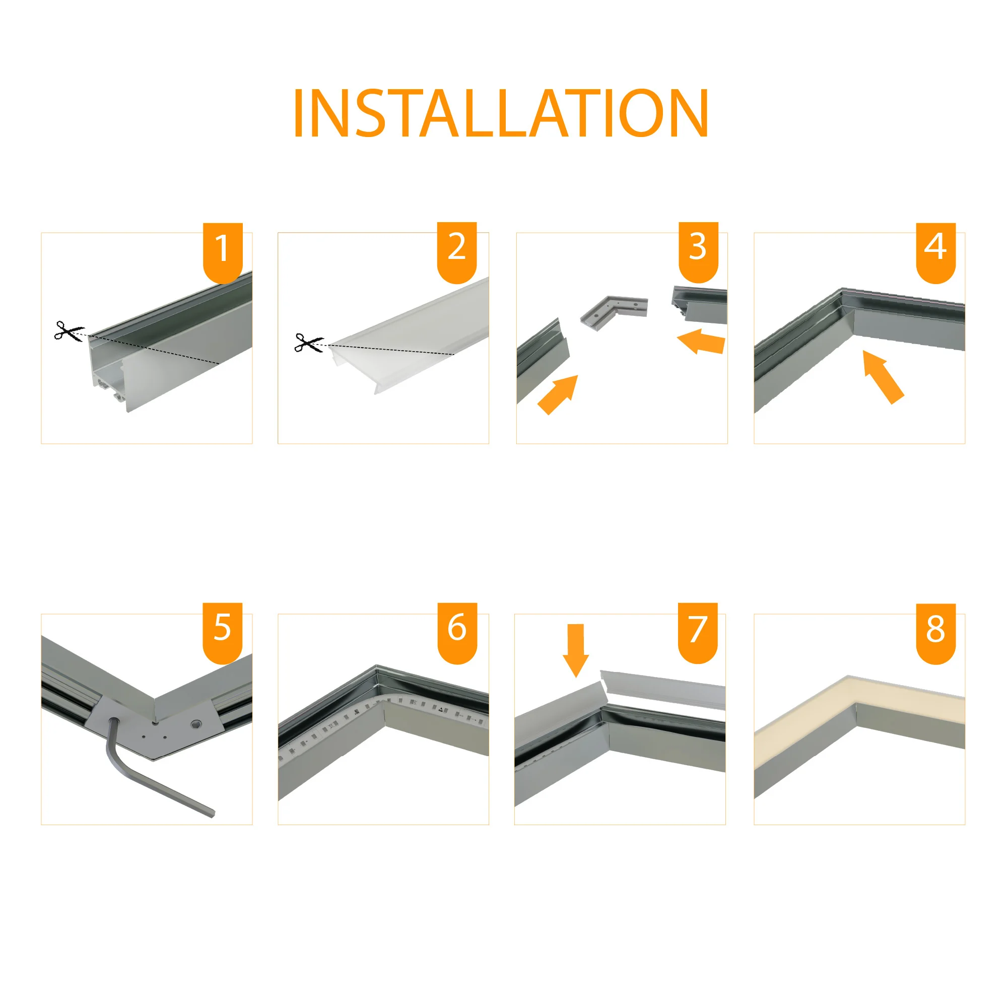 Connector 120° voor LED strip profiel 318ALU