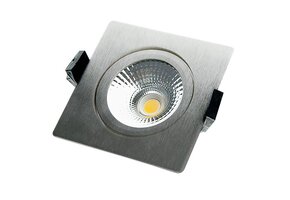 Vierkante LED inbouwspot RVS - kantelbaar - 5W 2700k extra warm wit - Gatmaat 75mm - IP54