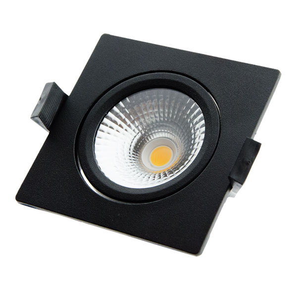 Vierkante LED inbouwspot RVS - kantelbaar - 5W 2700k extra warm wit - Gatmaat 75mm - IP54