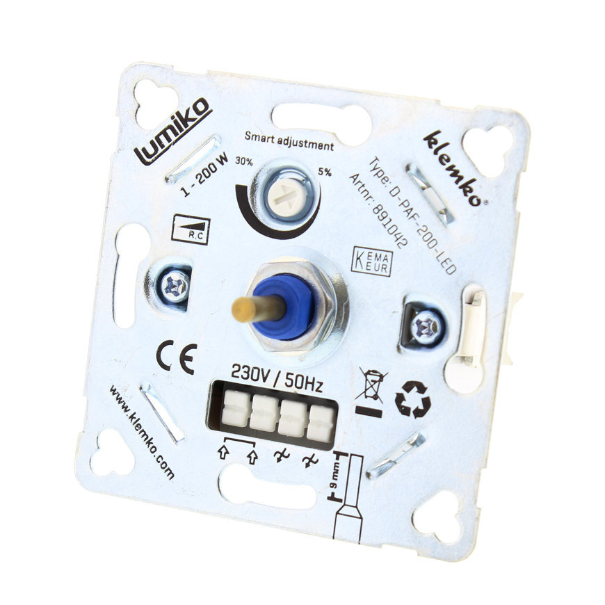Triac dimbare inbouw wanddimmer 1 - 200 VA