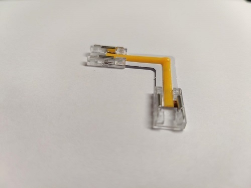 Doorverlichte 24 volt COB LED Strip - 90 graden transparante hoek connector T.B.V. 4000K natuurlijk witte COB LED Strips - IP20
