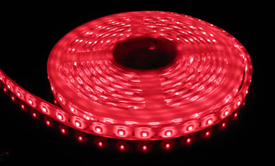 Waterdichte LED strip 12 volt rood 4,8W 500LM 60LED p/m IP20 - 5 meter