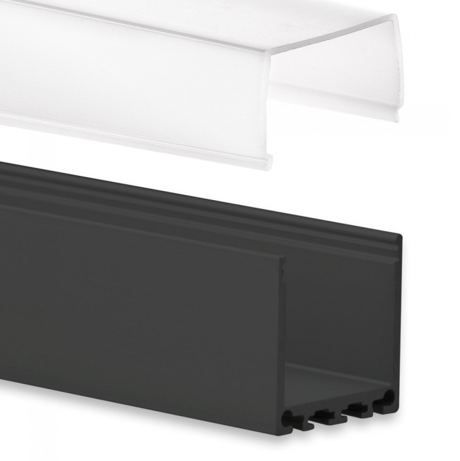 Sample LED strip profiel PN6V2-ZWART - afdekking naar keuze
