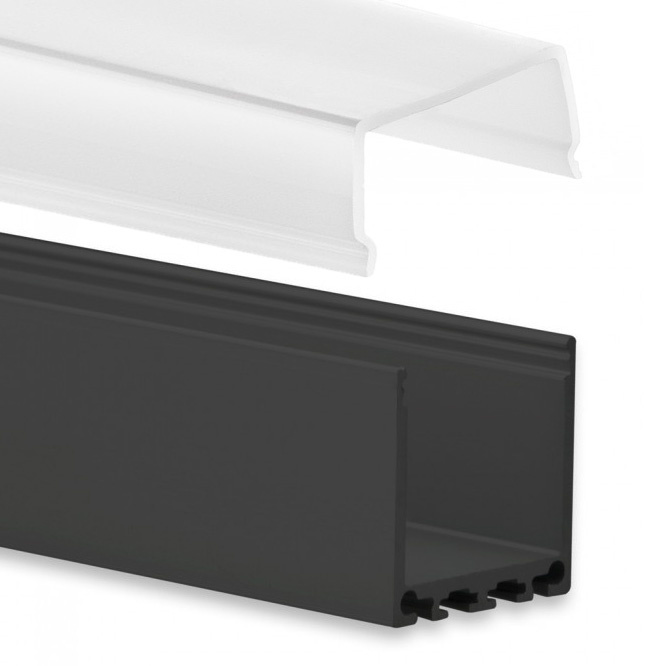 Sample LED strip profiel PN6V2-ZWART - afdekking naar keuze